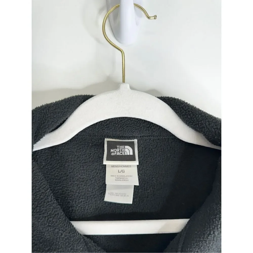 The North Face Jacket Mens Large‎ Black Full Zip Fleece Logo Front Pcokets